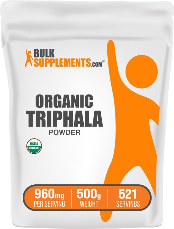 BulkSupplements.com Organic Triphala Powder - Haritaki Powder, Ayurvedic Supplement - Gluten Free, 960mg per Serving, 500g (1.1 lbs) (Pack of 1)