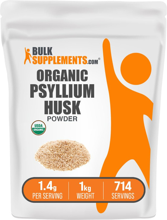 BulkSupplements.com Organic Psyllium Husk Powder - Psyllium Husk Powder for Baking, Fiber Supplement - Gluten Free, 1.4g per Serving, 1kg (2.2 lbs) (