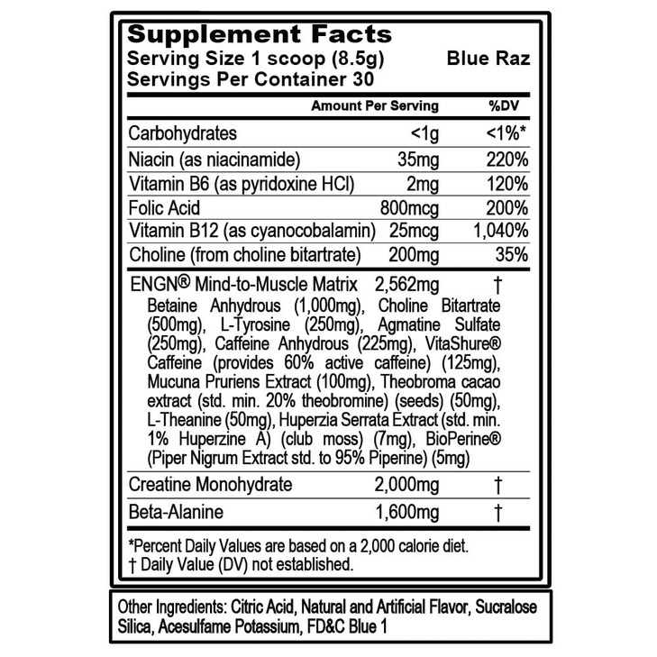 EVL Intense Pre Workout with Creatine - ENGN Energizing Pre Workout for Men Powder Drink for Lasting Energy Focus and Recovery - with Beta Alanine Ca