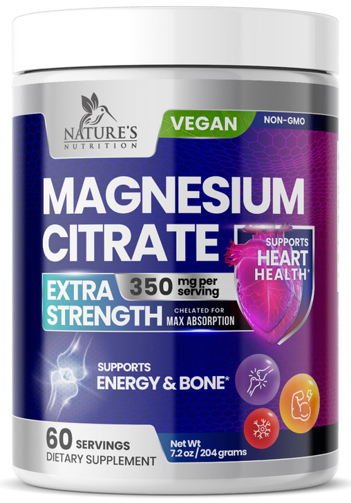 Magnesium Citrate Supplement 350mg - Magnesium Citrate Powder Drink Mix Unflavored - Mag Citrate & Aquamin Supplements for Bone, Heart & Muscle Suppo