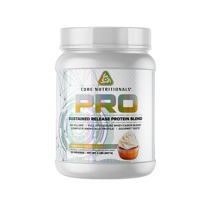 Core Nutritionals Pro Sustained Release Whey Protein Blend | with Digestive Enzymes | 25g Protein, 2g Carbs | No Fillers | 2 Pound (Frosted Vanilla C