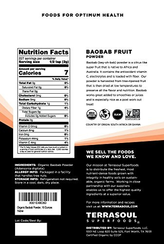 Terrasoul Superfoods Organic Baobab Fruit Powder, 12 Ounces
