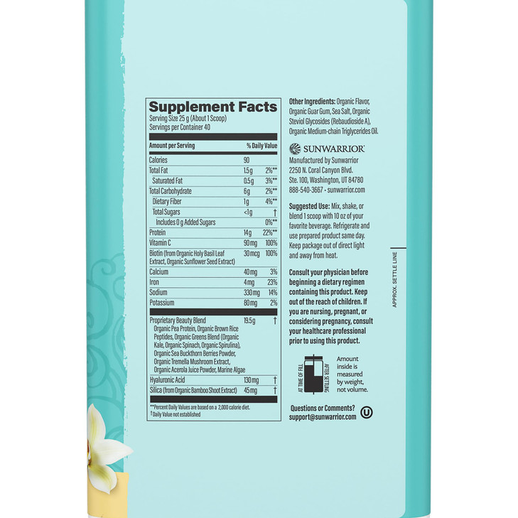 Sunwarrior Collagen Peptides Building Powder | Vegan Collagen for Women Plant-Based Protein Powder | Hyaluronic Acid, Biotin, Silica, Vitamin C for H