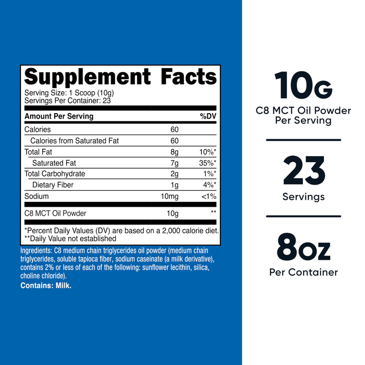 Nutricost C8 MCT Oil Powder 23 Servings (8oz) - 95% C8 MCT Oil Powder