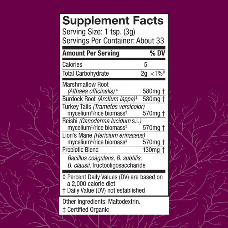 Host Defense MycoBotanicals Microbiome* Powder - Digestive & Immune Health Support Supplement - Gut Health Supplement with Turkey Tail, Lion's Mane &