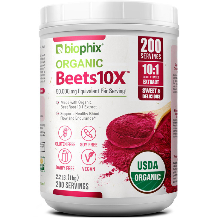 biophix Organic Beets 10X Beet Root Powder 2.2 lb 50000 mg Equivalent - Superfood - Powerful Antioxidant - Rich in Nitric Oxide - Supports Heart Heal