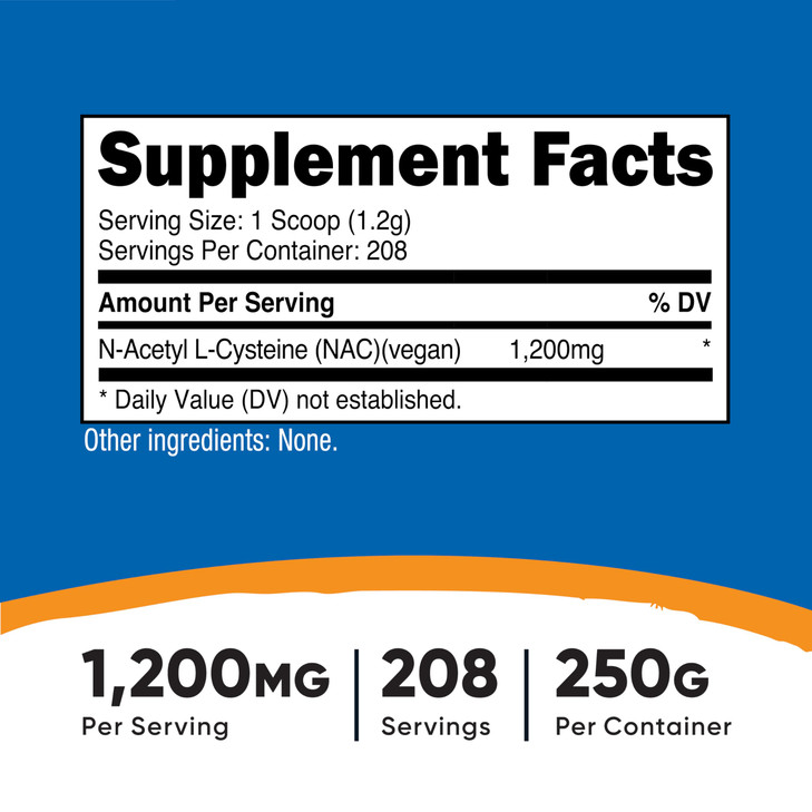 Nutricost N-Acetyl L-Cysteine (NAC) Powder 250 Grams - Vegan NAC, Non-GMO, Gluten Free