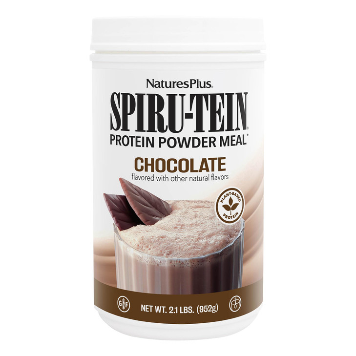 NaturesPlus Spiru-Tein, Chocolate - 2.1 lb - Protein Complex with Spirulina - 14 g of Plant-Based Protein Per Serving - Non-GMO, Vegetarian - 34 Serv
