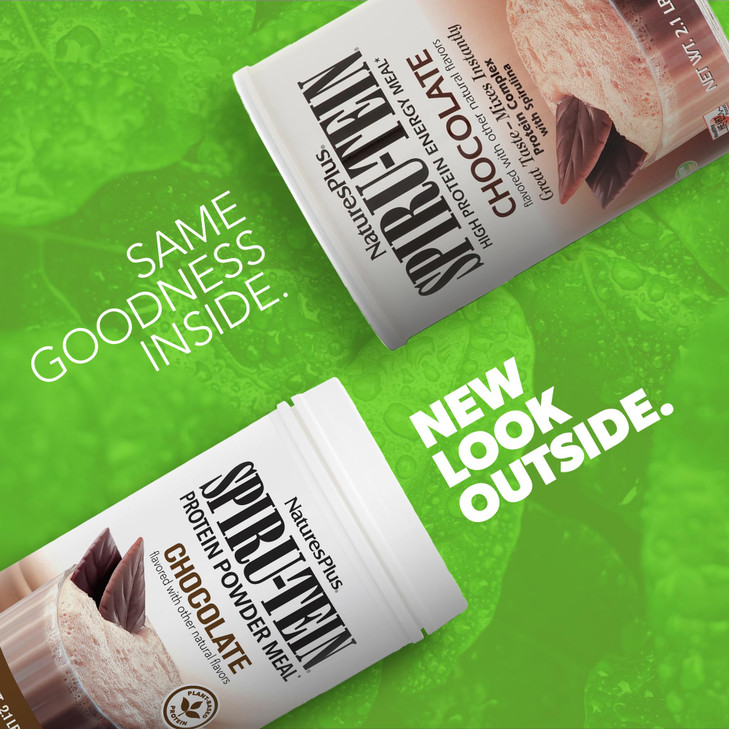 NaturesPlus Spiru-Tein, Chocolate - 2.1 lb - Protein Complex with Spirulina - 14 g of Plant-Based Protein Per Serving - Non-GMO, Vegetarian - 34 Serv