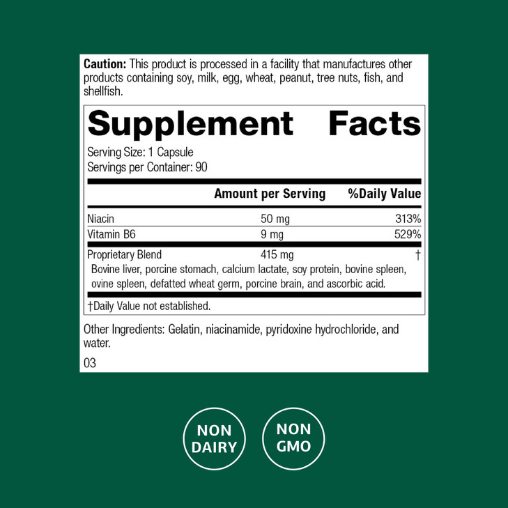 Standard Process Niacinamide B6 - Supports Energy Metabolism & Nervous System Health - Aids Blood Flow & Digestive Health with Niacin & Vitamin B6 -