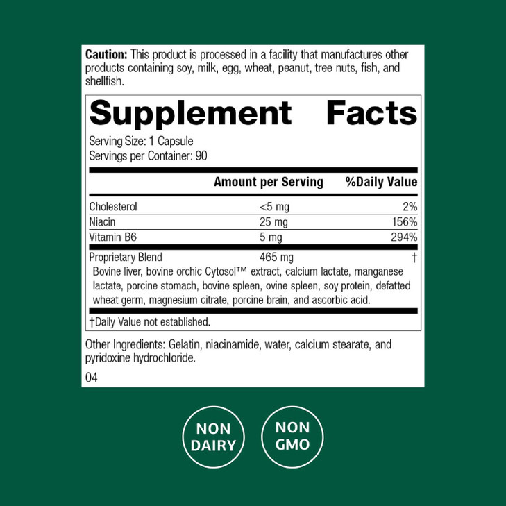 Standard Process Orchex - Nervous System Care Supplement - Excellent Source of Niacin and Vitamin B6 - Non-Dairy & Whole Food-Based - 90 Capsules (90