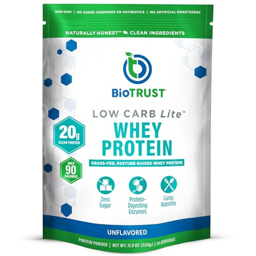BioTrust Low Carb Lite, Low Calorie Protein Powder  Low Carb, Sugar Free, Low Sodium, Keto Protein Powder  20g Grass-Fed Whey Protein Isolate with