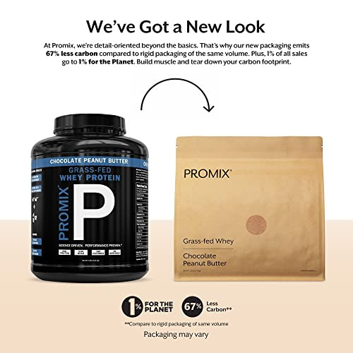 ProMix Nutrition Whey Protein Powder, Chocolate Peanut Butter - Grass-Fed & 100% All Natural - ­Post Workout Fitness & Nutrition Shakes, Smoothies, B