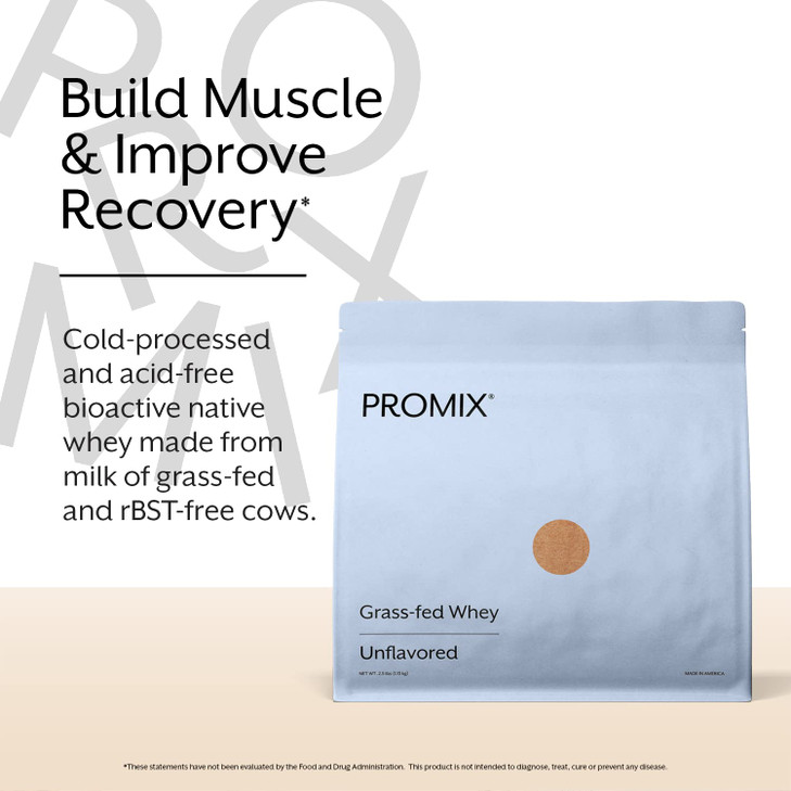 ProMix Nutrition Whey Protein Powder, Unflavored - Grass-Fed - ­Post Workout Fitness & Nutrition Shakes, Smoothies, Baking & Cooking Recipes - Gluten