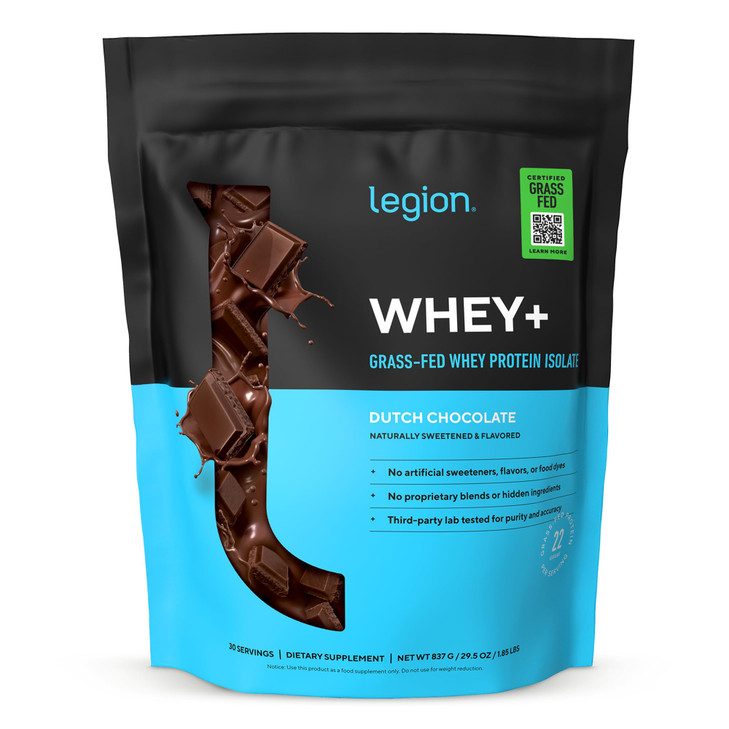 LEGION Whey+ Protein Whey Isolate from Grass Fed Cows (Chocolate, 30 Servings) - Whey Protein Isolate Powder Low Calorie, Non-GMO, Sugar Free, Lactos