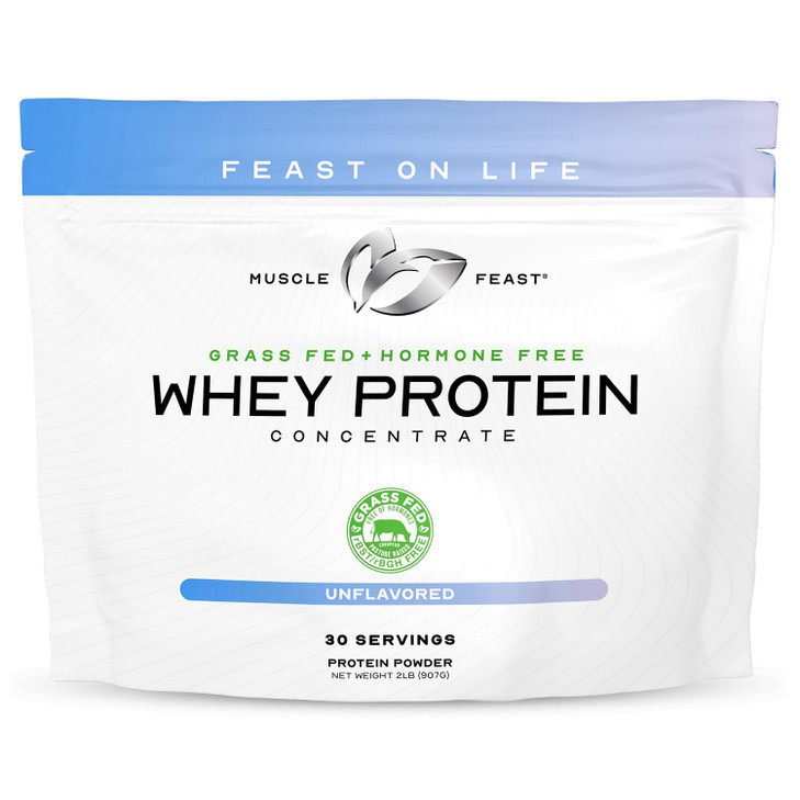 Muscle Feast Grass-Fed Whey Protein Concentrate Powder, All Natural, Hormone Free Pasture Raised Whey Protein Powder for Women & Men, Clean, Non-GMO