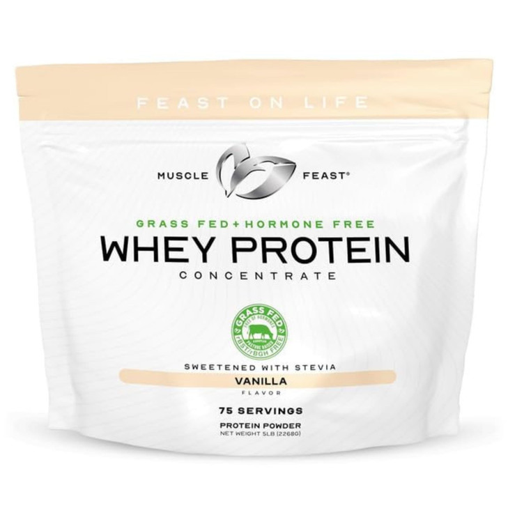 Muscle Feast Grass-Fed Whey Protein Concentrate Powder, All Natural, Hormone Free Pasture Raised Whey Protein Powder for Women & Men, Clean, Non-GMO