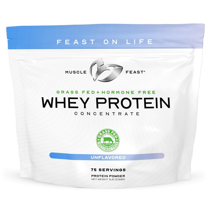 Muscle Feast Grass-Fed Whey Protein Concentrate Powder, All Natural, Hormone Free Pasture Raised Whey Protein Powder for Women & Men, Clean, Non-GMO