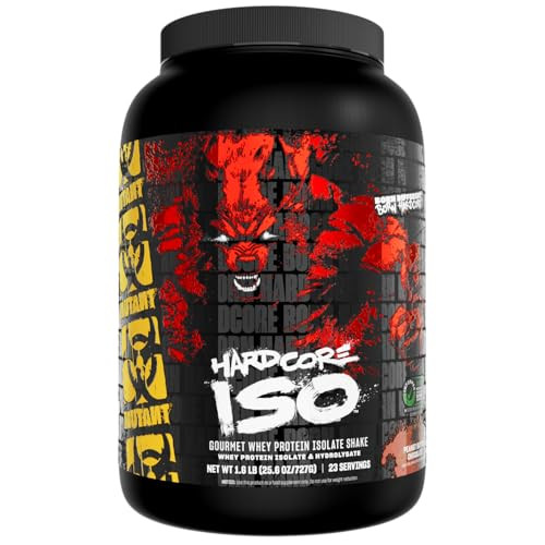 Mutant Harcore ISO Whey Protein Isolate Powder Acts Fast to Help Recover, Build Muscle, Bulk and Strength, 1.6 lb (Peanut Butter Chocolate)