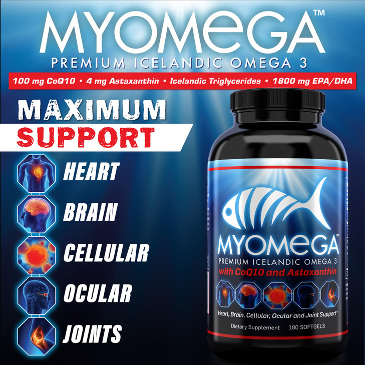 Myogenix Myomega  Premium Icelandic Omega 3 with Co-Q10 and Astaxanthin  Omega 3 Supplement to Support Brain, Joint, and Heart Health  Powerful An