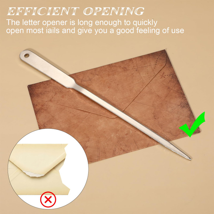 XLIUAX 2Pcs Letter Opener Envelope Slitter, Stainless Steel Lightweight Hand Envelope Slitter Silver Mail Opener Wrapping Paper Cutter Knife for Offi