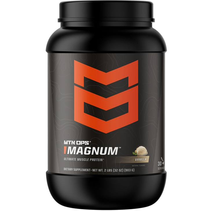 MTN OPS Magnum Vanilla Protein Powder, 23g of Whey Isolate Protein & Milk Protein with BCAAs, Zero Sugar & Gluten Free, 30-Servings
