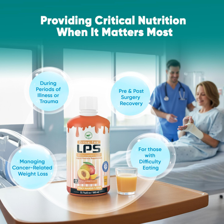 LPS Liquid Collagen & Whey Protein Supplement - Non-GMO Drink, Sugar-Free - Promotes Healthy Skin & Hair for Men & Women, Cherry (Critical Care)