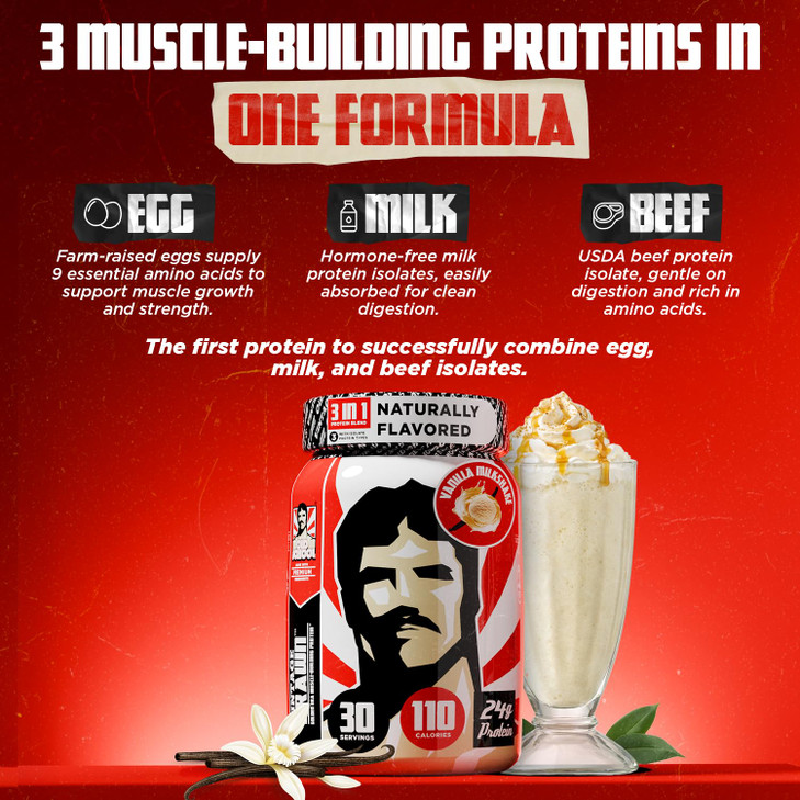 Vintage Brawn  Muscle-Building Protein Powder Isolate for Men & Women  Post-Workout & Anytime Recovery Drink  Premium Protein Isolate Sources: Egg