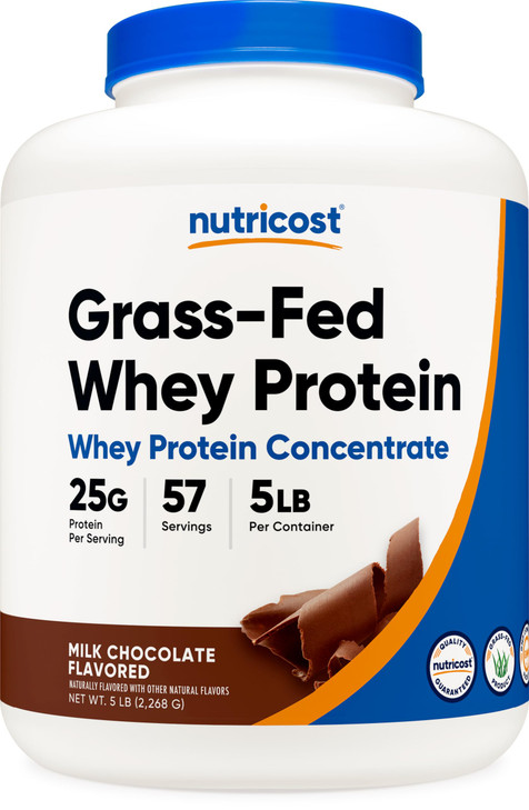 Nutricost Grass-Fed Whey Protein Concentrate (Chocolate) 5LBS - Undenatured, Non-GMO, Natural Flavors