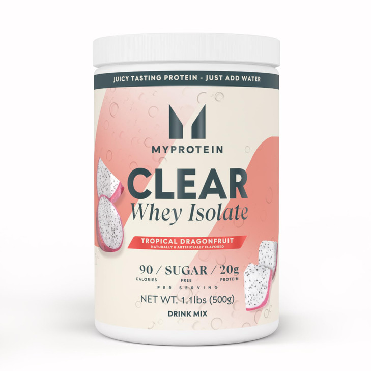 Myprotein Clear Whey Isolate Protein Powder, 20 Servings (1.1lbs) Tropical Dragonfruit, 20g Protein per Serving, Naturally Flavored Drink Mix, Daily