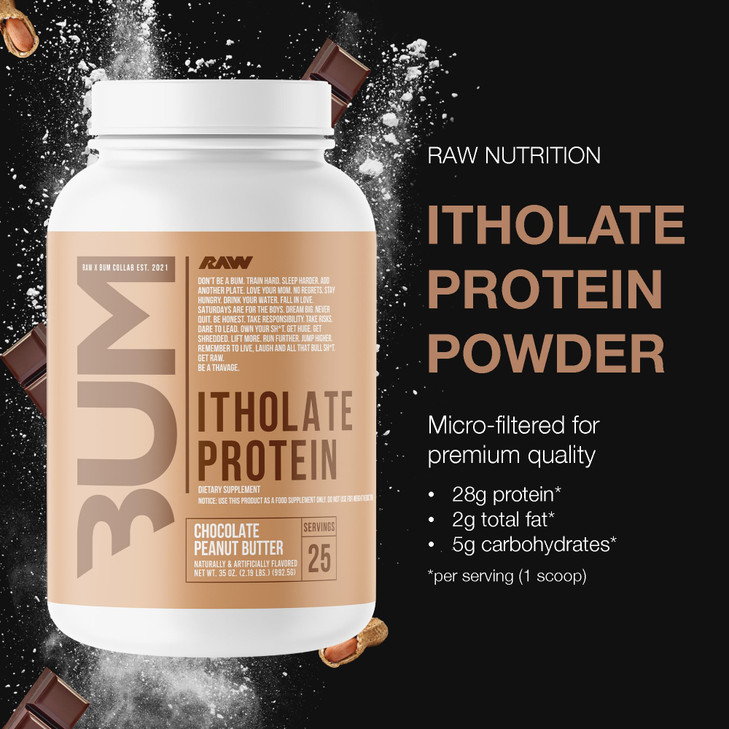 RAW Whey Isolate Protein Powder, Chocolate Peanut Butter (CBUM Itholate) - 100% Grass-Fed Sports Nutrition Powder for Muscle Growth & Recovery - Low-