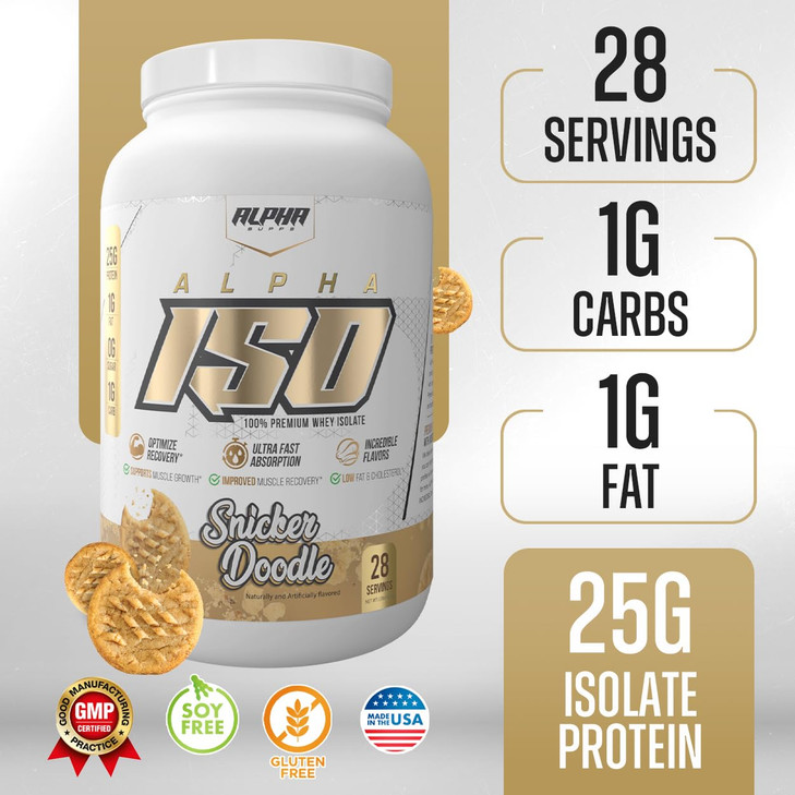Alpha Supps ISO, Low Carb 100% Whey Protein Isolate Powder, 25 Grams Per Serving, Helps Support Muscle Growth, Low Sugar and Gluten Free (Snicker Doo