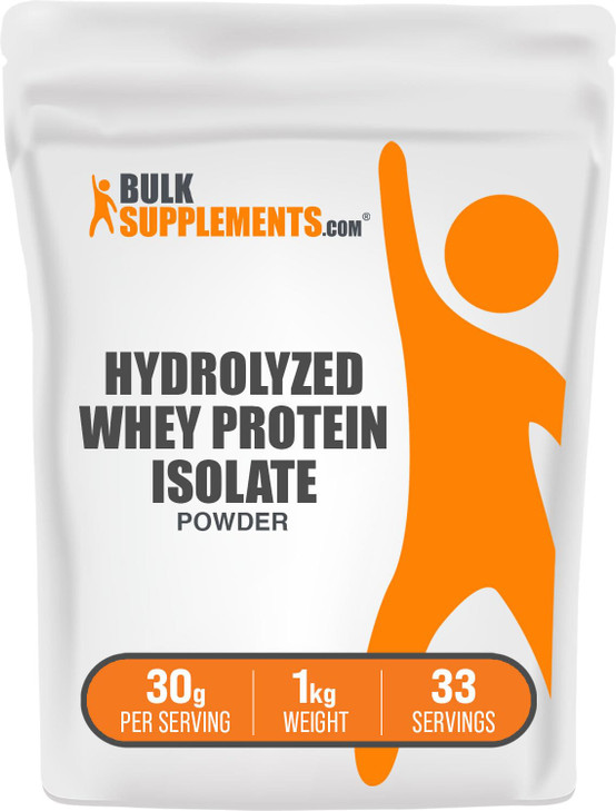BulkSupplements.com Hydrolyzed Whey Protein Isolate Powder - Whey Isolate Protein - Unflavored & Gluten Free, 30g per Serving, 1kg (2.2 lbs) (Pack of