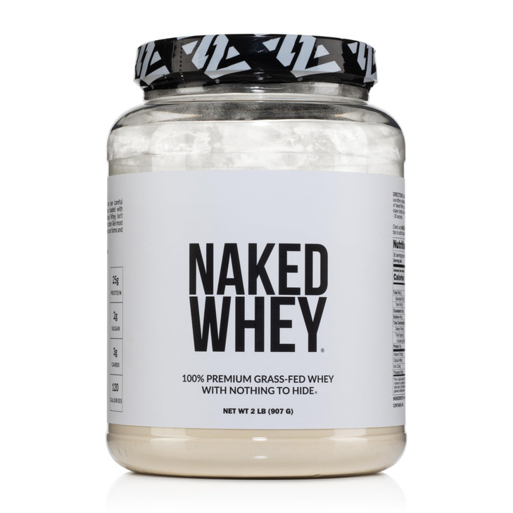 NAKED Whey 2LB 100% Grass Fed Whey Protein Powder - Only 1 Ingredient, Unflavored Whey Protein, Undenatured, Gluten Free, Soy Free, No GMOs, No Prese