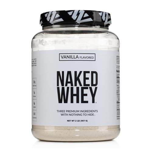 NAKED Whey Vanilla Protein Powder - Only 3 Ingredients - Grass Fed Whey Protein Powder, Vanilla Flavor, and Organic Coconut Sugar, No GMO, No Soy, an