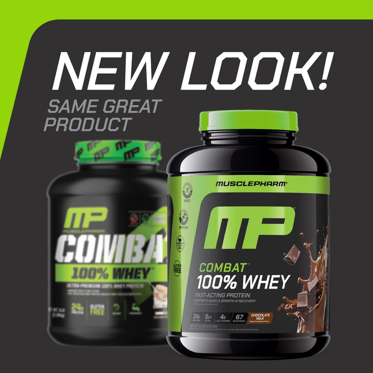MusclePharm Combat 100% Whey Protein Powder, Chocolate Milk, Fast Recovery & Muscle Gain with Whey Isolate, High Protein Powder for Women & Men, Glut