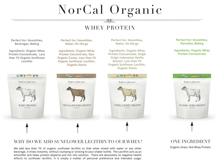 NorCal Organic Vanilla Whey Protein - 2lbs | Grass-Fed, Single-Origin Vanilla | Certified Non-GMO & American Humane from California Farms