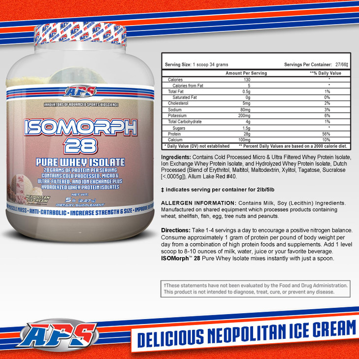 APS Nutrition Isomorph 28 Protein Powder | Pure Whey Isolate | Cold Pressed, Ultra- Filtered, & Ion Exchange Isolates | 28g Protein | 5 Pound (Neapol