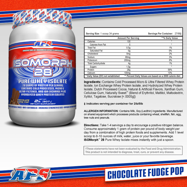 APS Nutrition Isomorph 28 Protein Powder | Pure Whey Isolate | Cold Pressed, Ultra- Filtered, & Ion Exchange Isolates | 28g Protein | 2 Pound (Chocol