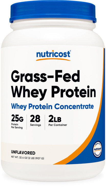 Nutricost Grass-Fed Whey Protein Concentrate (Unflavored) 2LBS - Undenatured, Non-GMO, Gluten Free