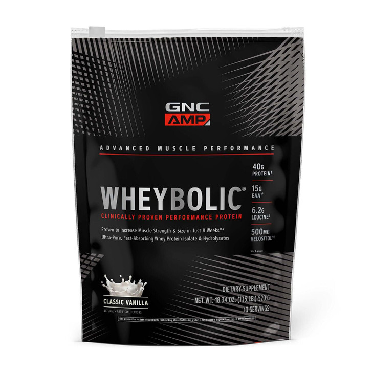 GNC AMP Wheybolic Clinically Proven Protein Powder, 40g Whey Protein, BCAA, Leucine, Increases Muscle Strength, Muscle Building, 3rd Party Tested, Gl