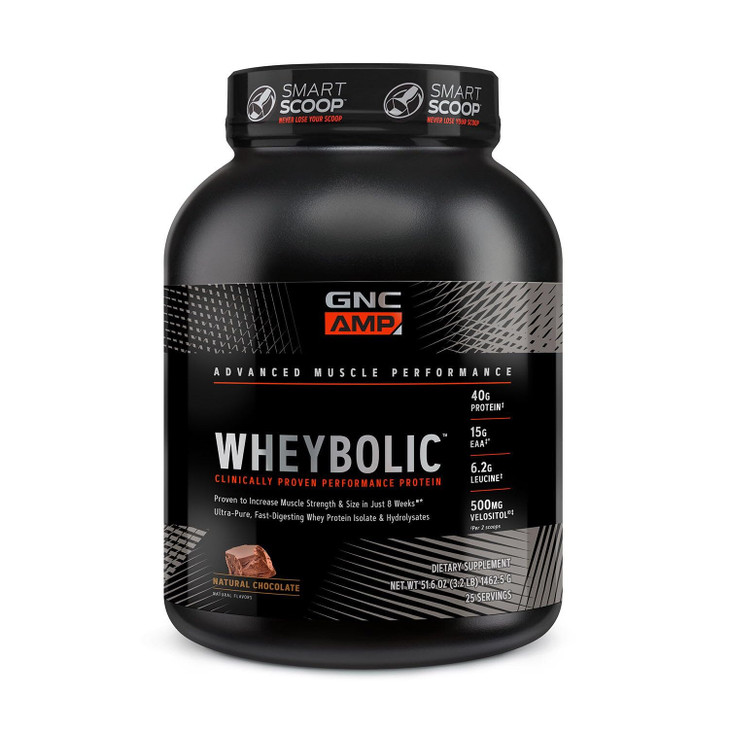 GNC AMP Wheybolic Clinically Proven Protein Powder, 40g Whey Protein, BCAA, Leucine, Increases Muscle Strength, Muscle Building, 3rd Party Tested, Gl