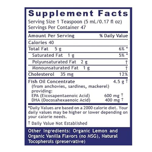 Quantum Nutrition Labs EPA/DHA Liquid - Omega 3 Fish Oil Liquid, Omega 3 Liquid Fish Oil Supplement for Adults, Joint, Heart, & Brain Health Support