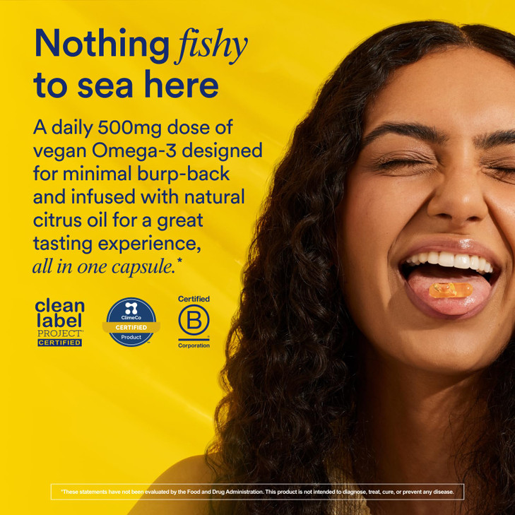 Ritual Omega 3 - Vegan - Science-Backed Dose of DHA & EPA Fatty Acids in 2:1 Ratio, Bioavailable, Brain and Heart Health Support, Minimal Burp-Back,