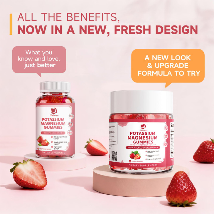 (2 Pack) Magnesium Potassium Supplement Gummies - New Formula Calm Magnesium Bisglycinate Gummies & Plant Potassium Plus Chia Seeds, B6, D3, K2 & Cal