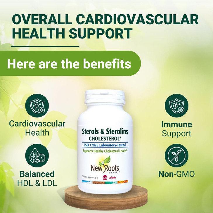 NEW ROOTS HERBAL Plant Sterols and Sterolins Supplement with Organic Flaxseed | Stanols or Phytosterols for Cholesterol Support with Source of Omega-
