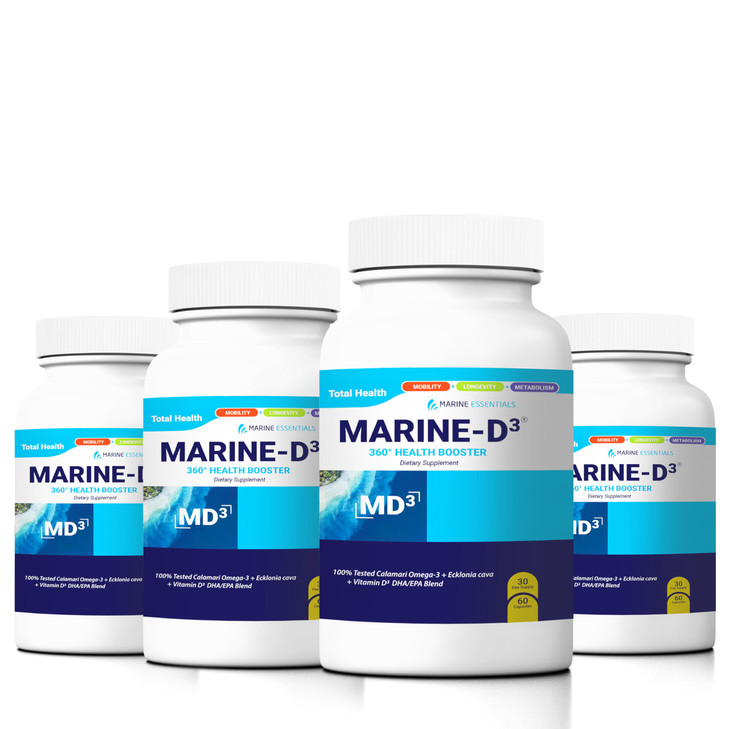 Marine Essentials - Marine D3 Omega 3 Calamari Ecklonia Cava DHA (4 Bottles - 240 Capsules)