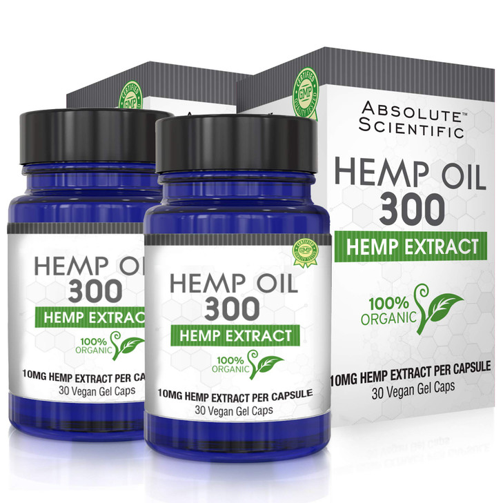 Absolute Nutrition Hemp Oil Capsules 2 Pack 60ct - 100% Organic Hemp Capsules - Rich in Omega Fatty Acids 3 6 9 - Grown and Made in USA - with MCT Oi