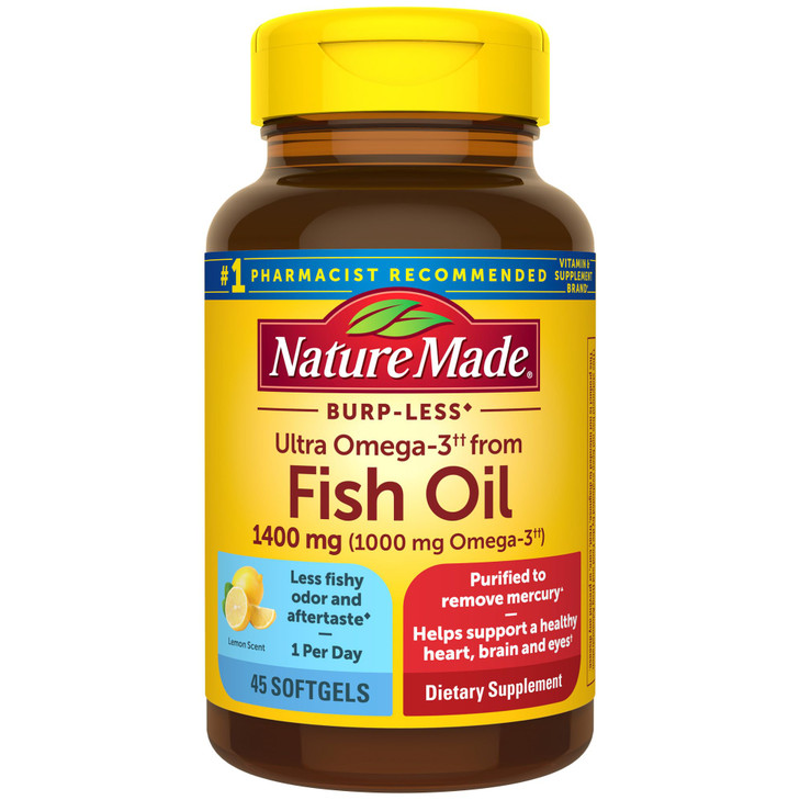 Nature Made Extra Strength Omega 3 Fish Oil Supplements, 1400mg, Fish Oil Omega 3 Supplements as Ethyl Esters for Healthy Heart, Brain, Eyes, Mood Su