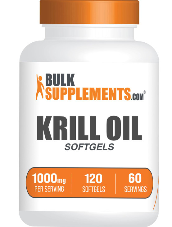 BulkSupplements.com Krill Oil 1000mg Softgels - Antarctic Krill Oil Supplement - Omega 3 Supplement, DHA Supplement - Gluten Free, 2 Softgels per Ser